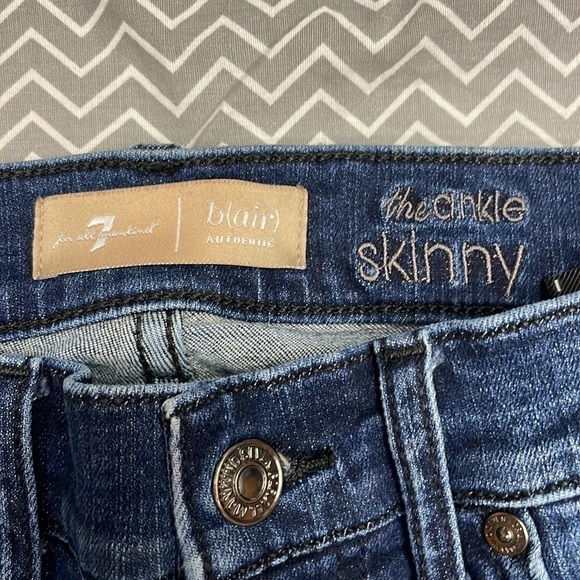 7 for all mankind B(AIR) AUTHENTIC DENIM THE ANKLE SKINNY VELVET STRIPES - Picture 7 of 13